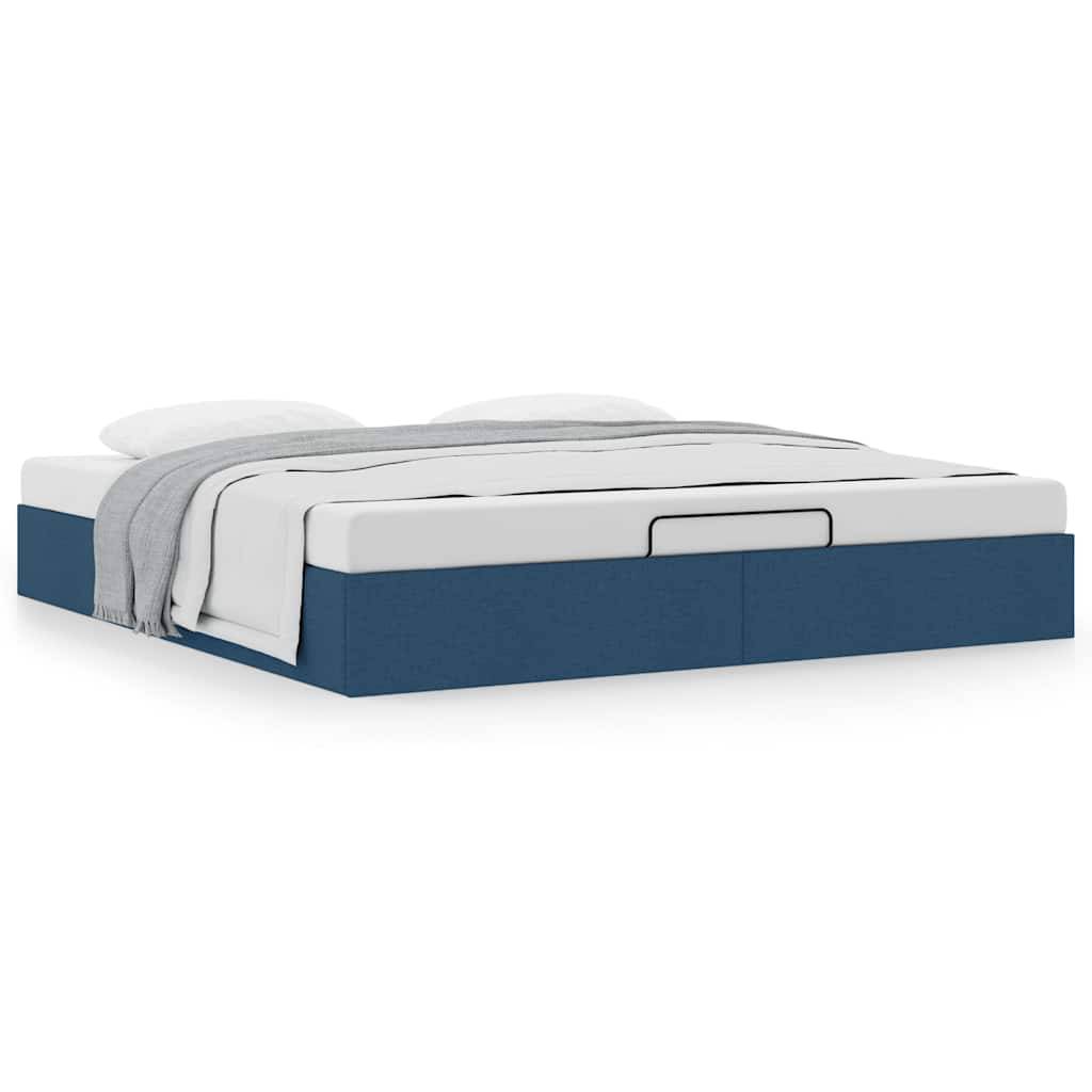vidaXL Ottoman-Bett ohne Matratze Blau 200x200 cm Stoff