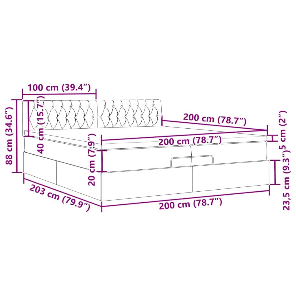 vidaXL Ottoman-Bett mit Matratze Dunkelgrau 200x200 cm Stoff