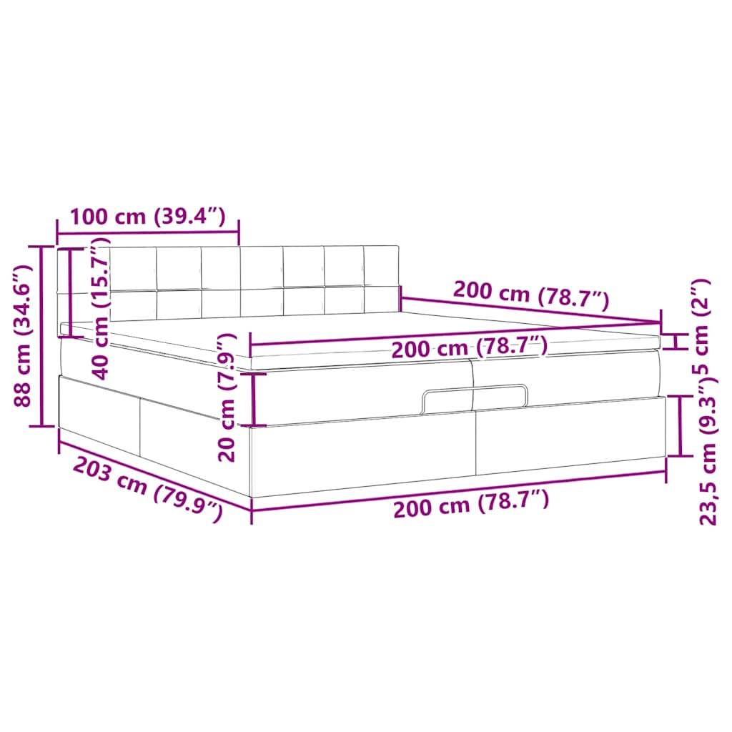 vidaXL Ottoman-Bett mit Matratzen & LED Dunkelblau 200x200 cm Samt