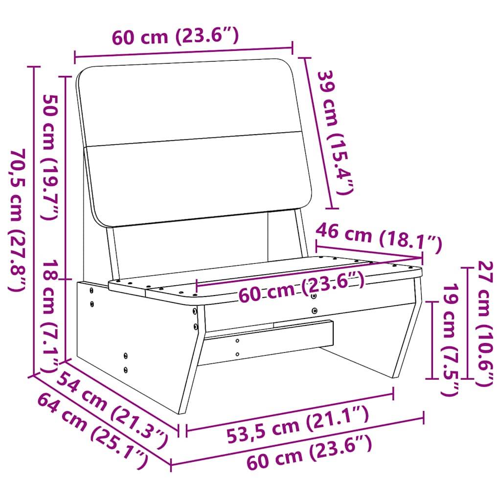 vidaXL Gartenstühle 2 Stk. 60x64x70,5 cm Kiefernholz Imprägniert
