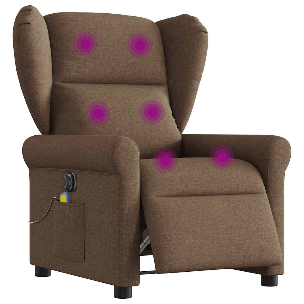 vidaXL Massagesessel Elektrisch Braun Stoff