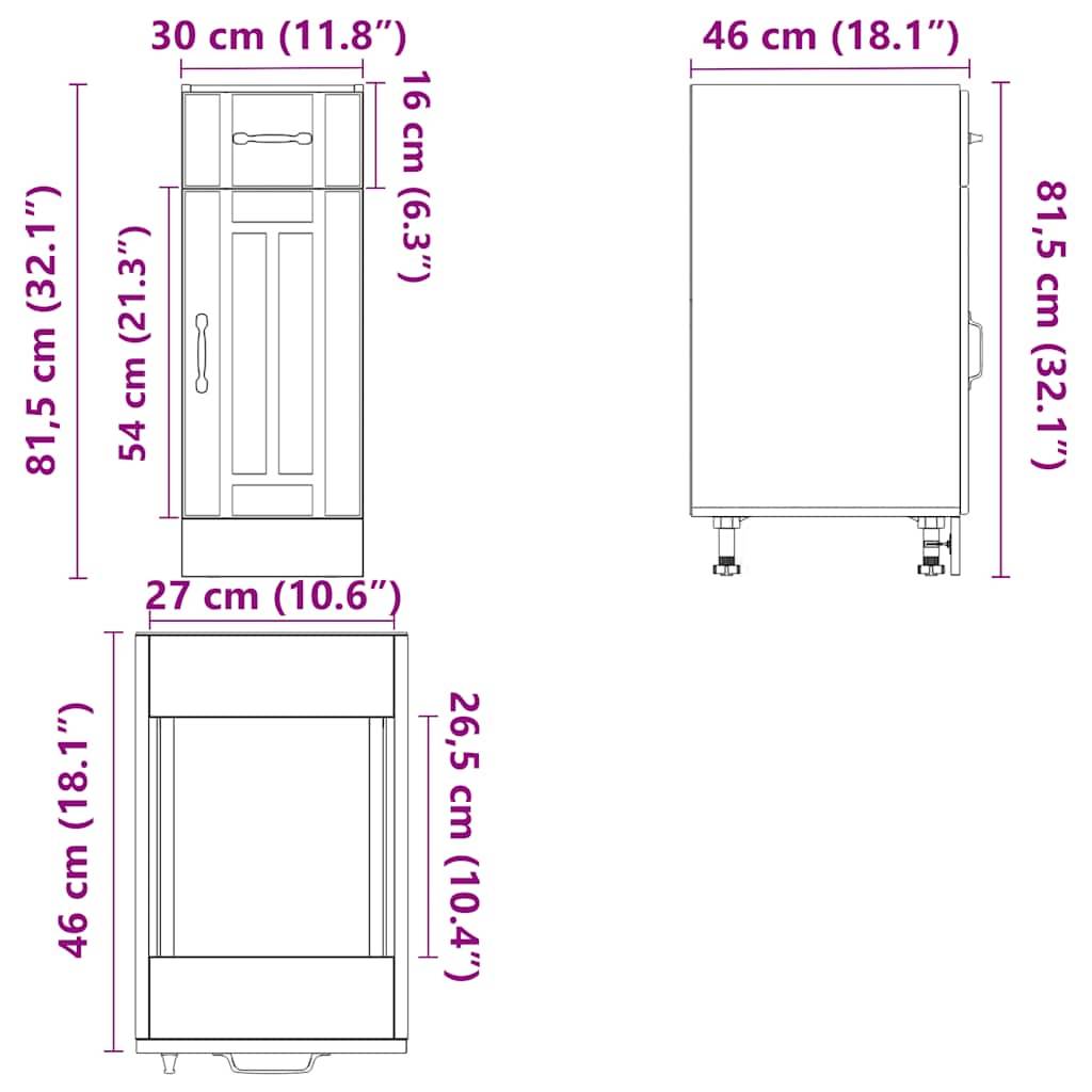 vidaXL Küchen-Unterschrank Lucca Artisan-Eiche Holzwerkstoff