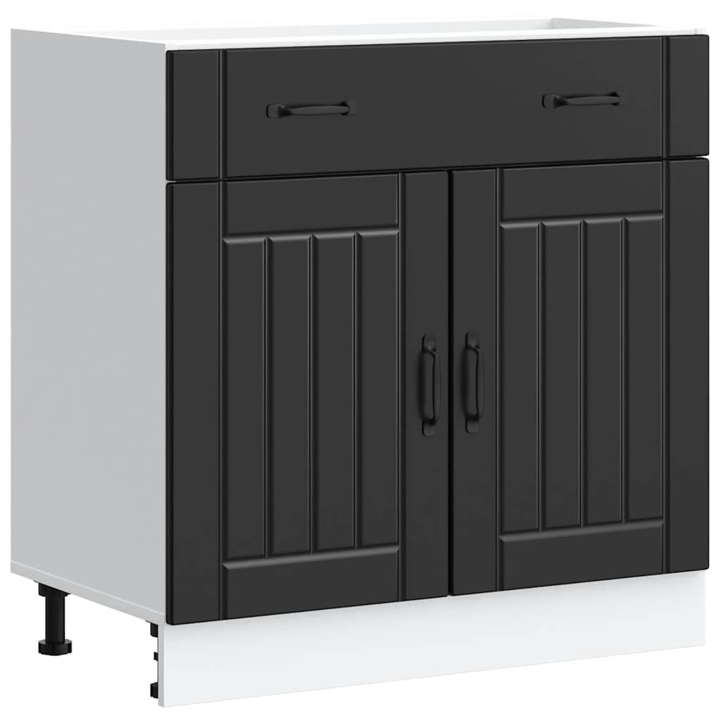 vidaXL Küchen-Unterschrank Lucca Schwarz Holzwerkstoff