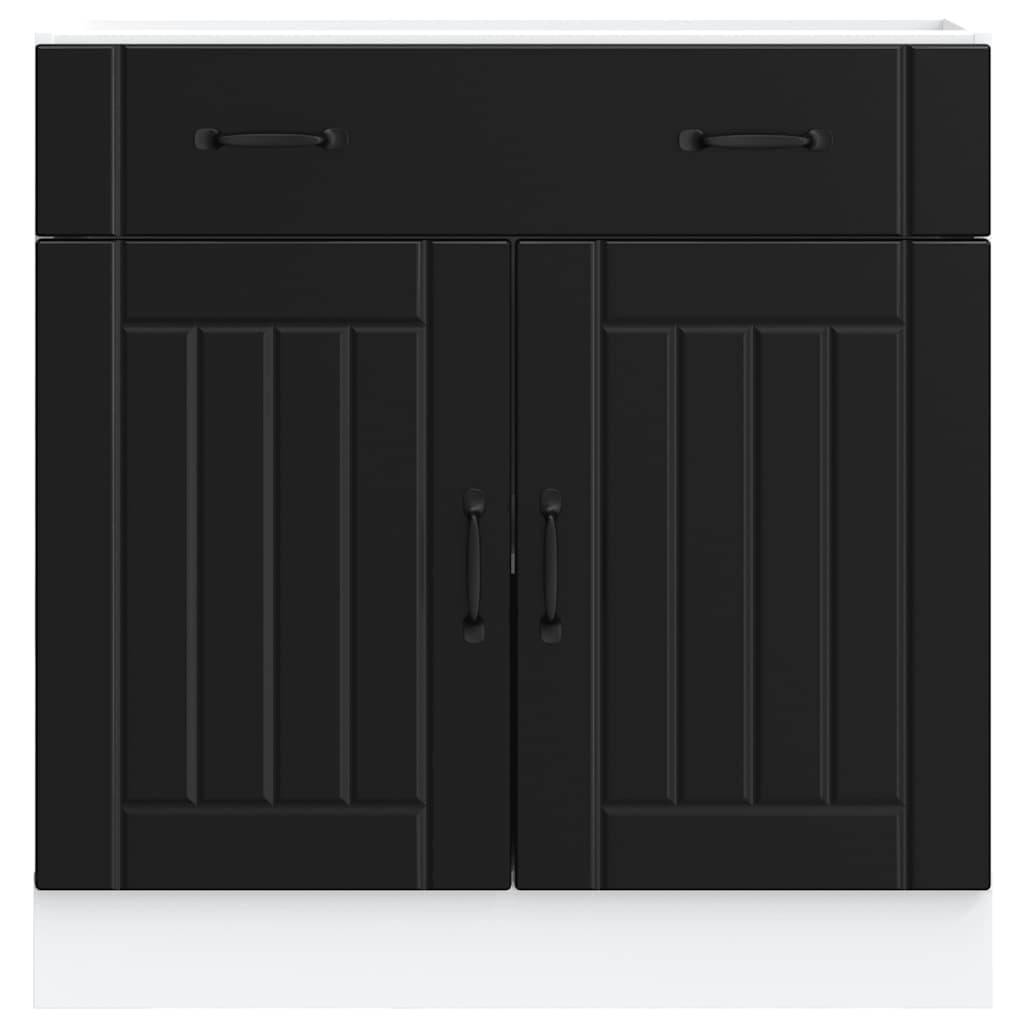 vidaXL Küchen-Unterschrank Lucca Schwarz Holzwerkstoff