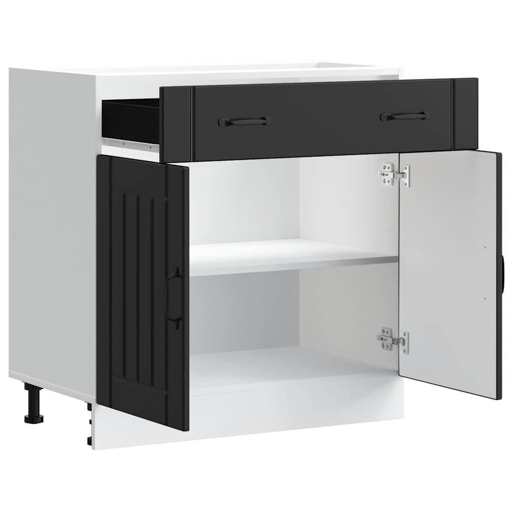 vidaXL Küchen-Unterschrank Lucca Schwarz Holzwerkstoff