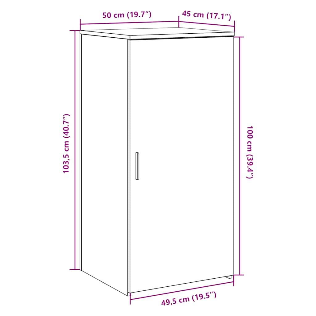 vidaXL Lagerschrank Räuchereiche 50x45x103,5 cm Holzwerkstoff