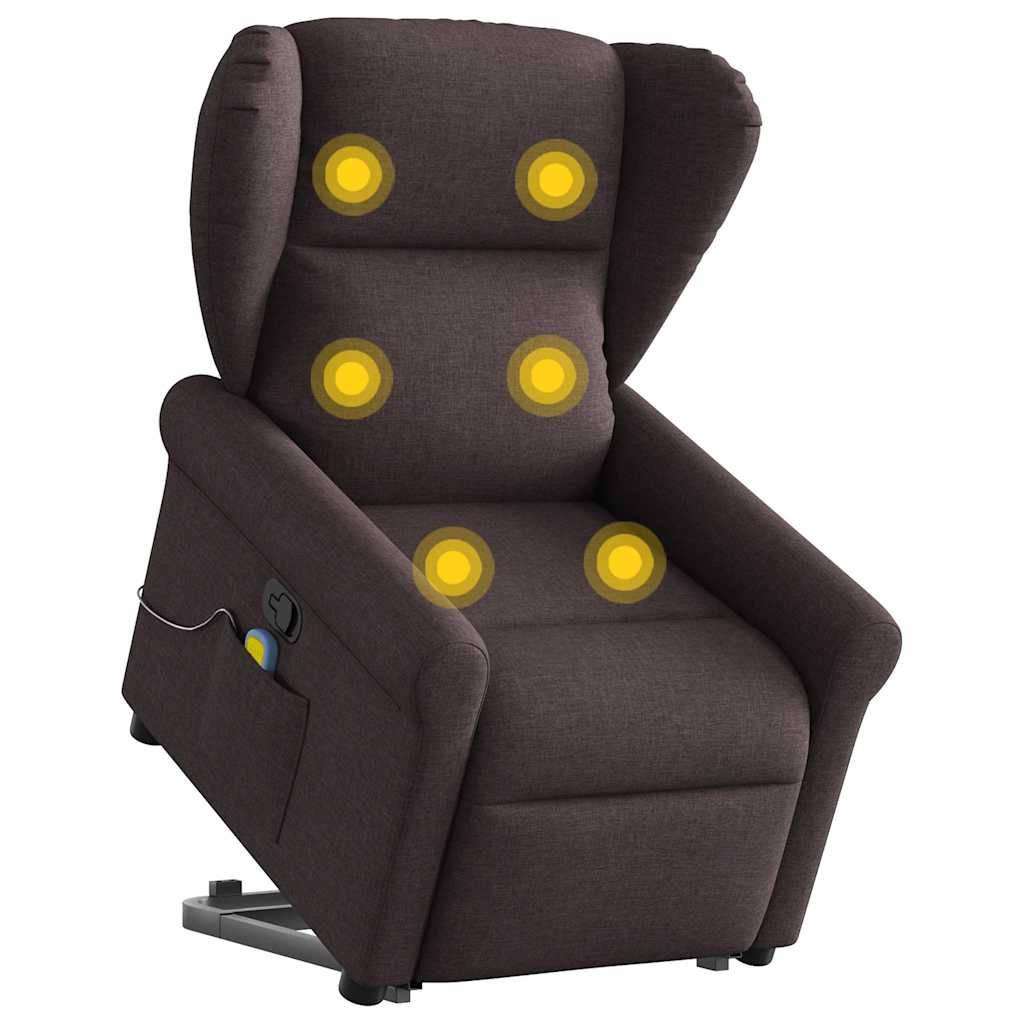vidaXL Massagesessel mit Aufstehhilfe Dunkelbraun Stoff