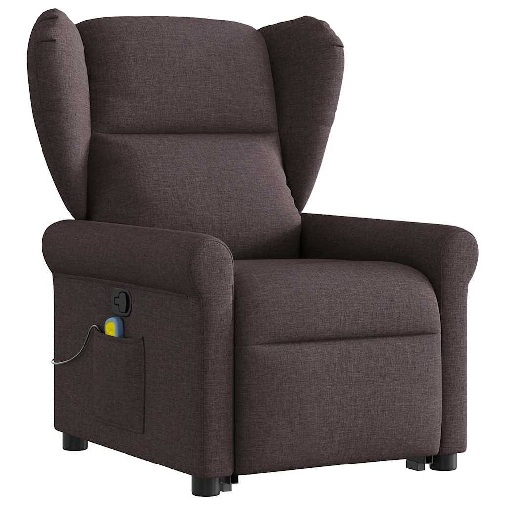 vidaXL Massagesessel mit Aufstehhilfe Dunkelbraun Stoff