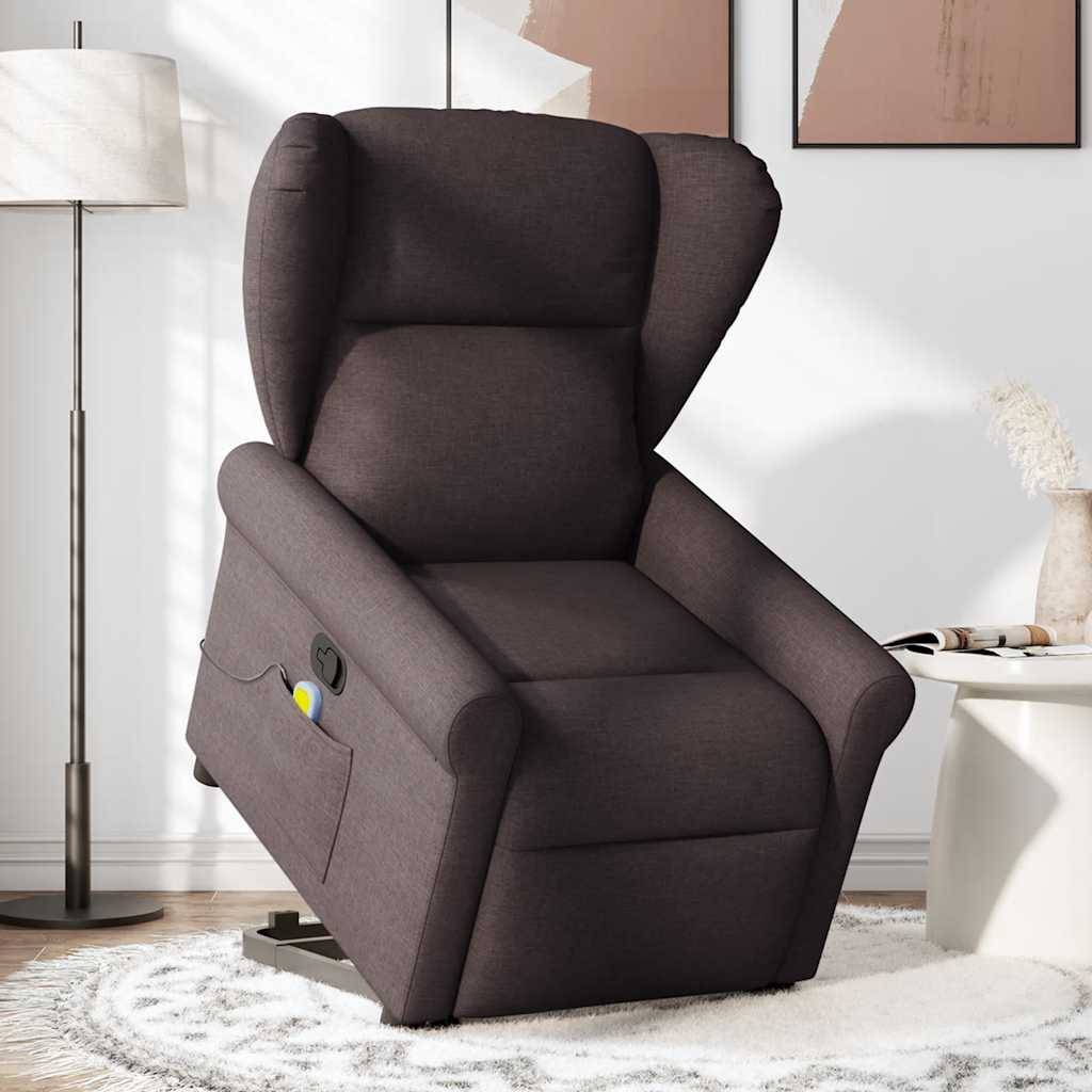 vidaXL Massagesessel mit Aufstehhilfe Dunkelbraun Stoff