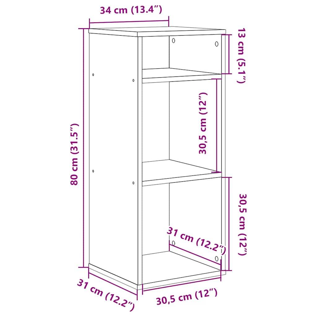 vidaXL Bücherregal Artisan-Eiche 34x31x80 cm Holzwerkstoff