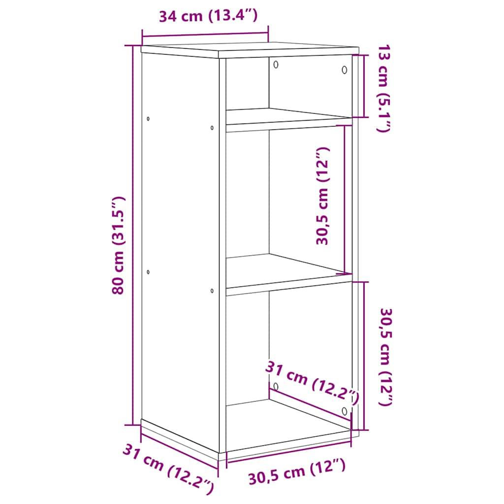 vidaXL Bücherregal Betongrau 34x31x80 cm Holzwerkstoff