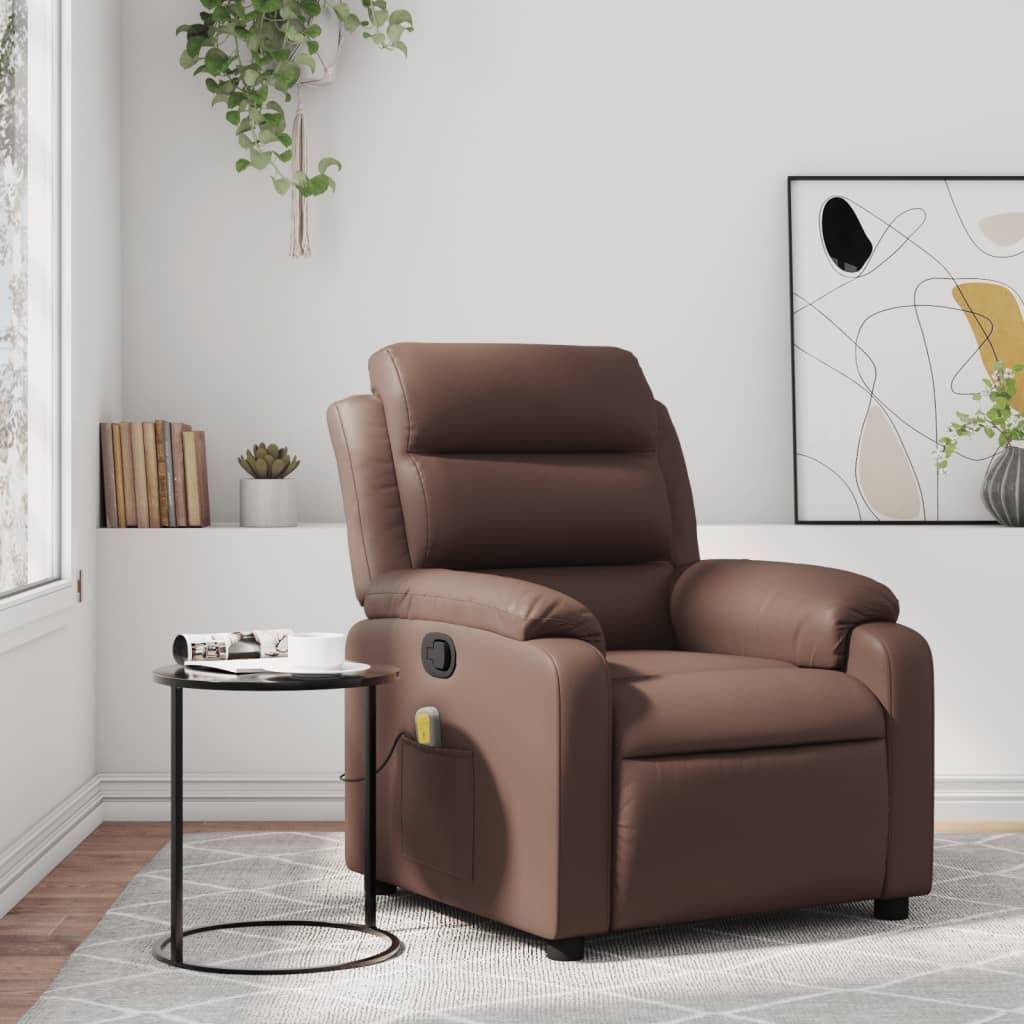 vidaXL Massagesessel Braun Kunstleder
