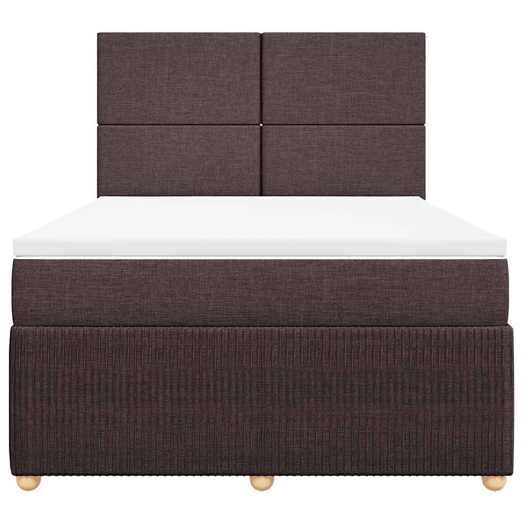 vidaXL Boxspringbett mit Matratze Dunkelbraun 160x200 cm Stoff