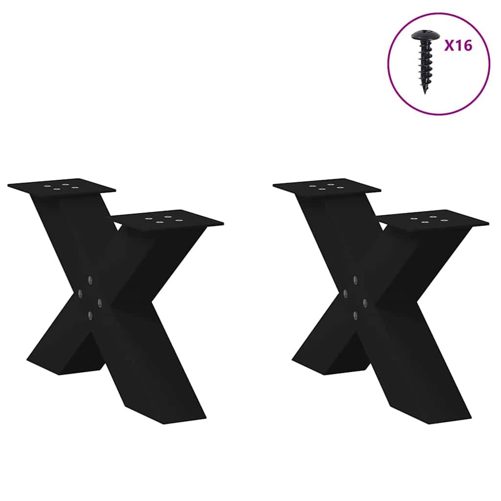 vidaXL Couchtischbeine X-Form 2 Stk. Schwarz 50x(30-31) cm Stahl