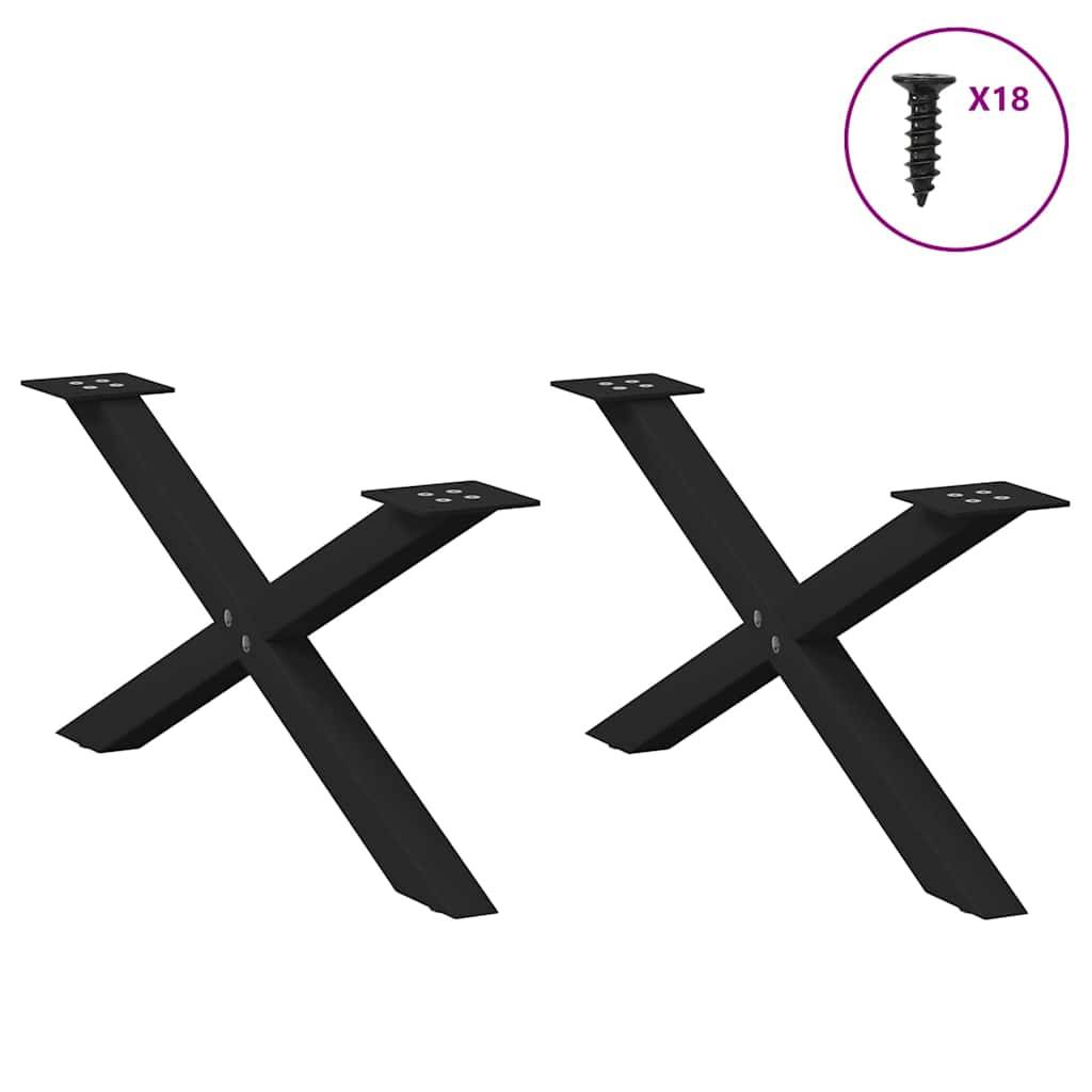 vidaXL Couchtischbeine X-Form 2 Stk. Schwarz 70x(30-31) cm Stahl