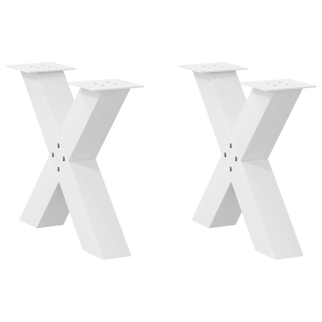 vidaXL Couchtischbeine X-Form 2 Stk. Weiß 50x(42-43) cm Stahl