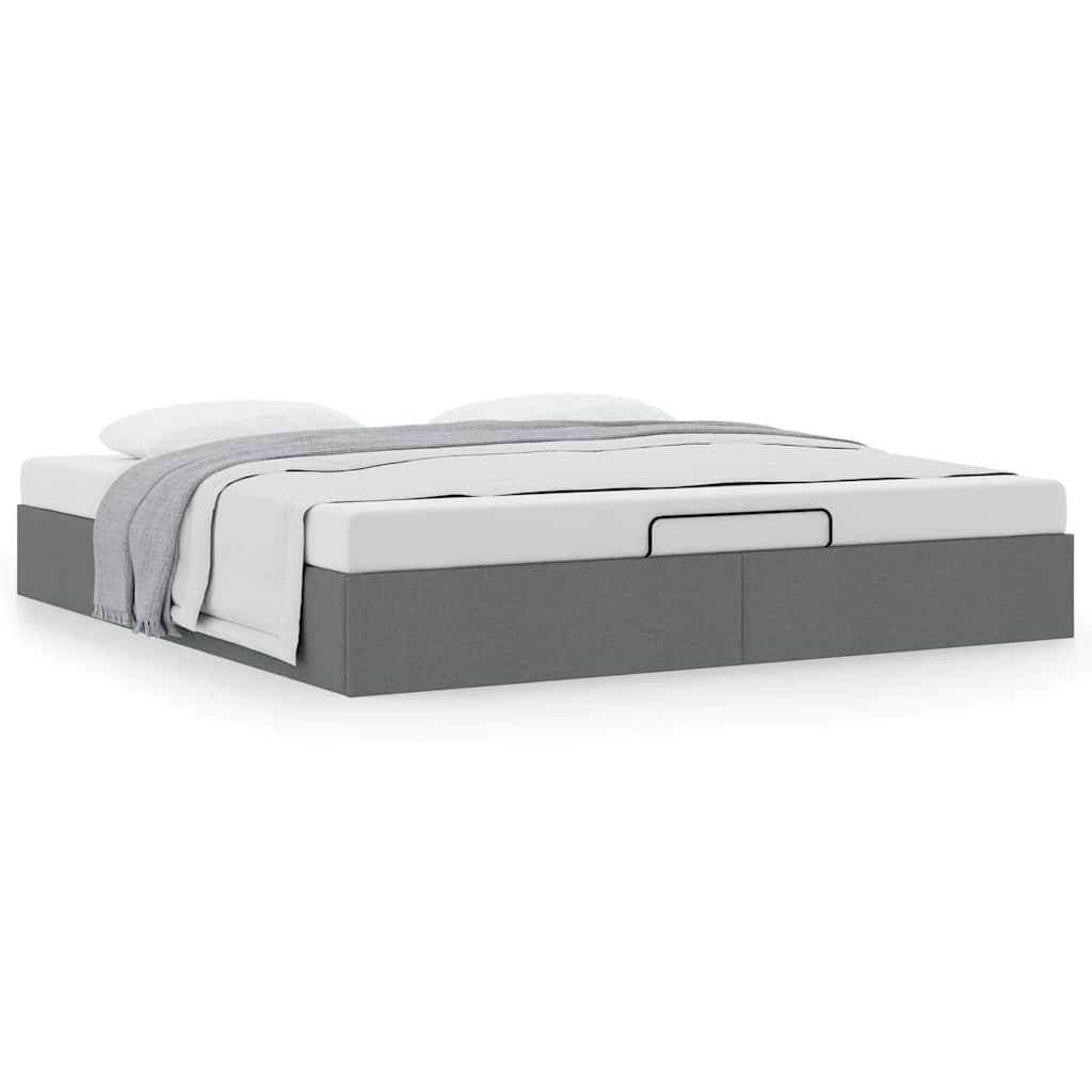 vidaXL Ottoman-Bett ohne Matratze Dunkelgrau 180x200 cm Stoff