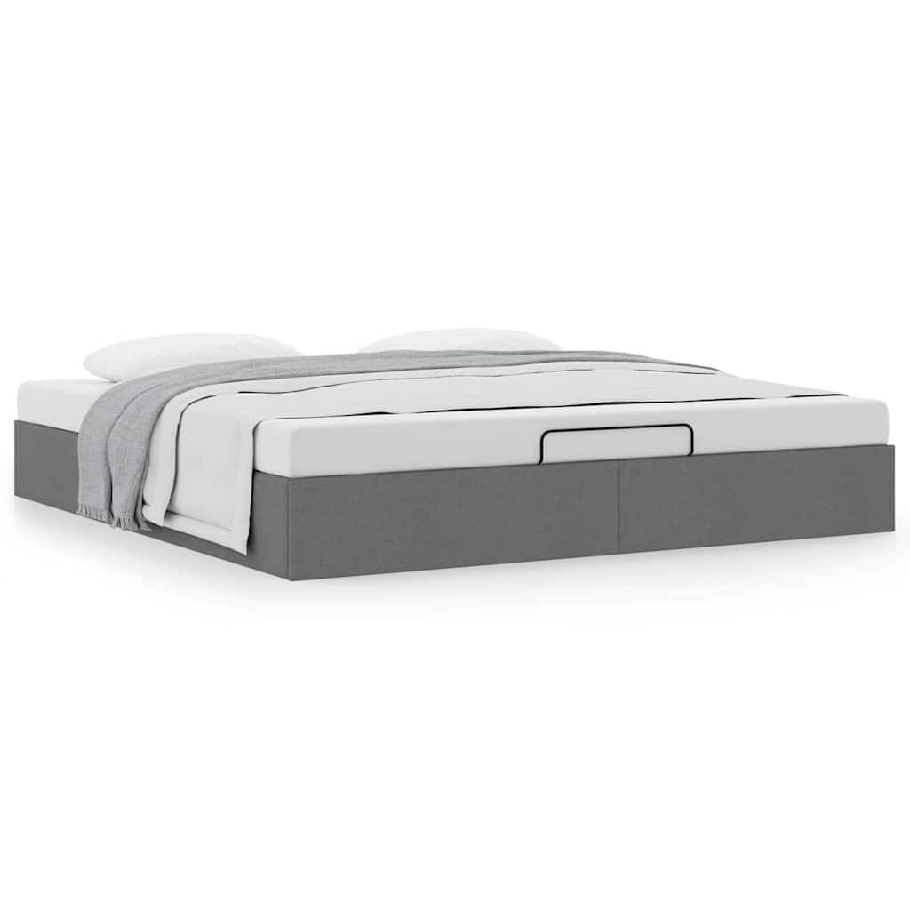 vidaXL Ottoman-Bett ohne Matratze Dunkelgrau 160x200 cm Stoff