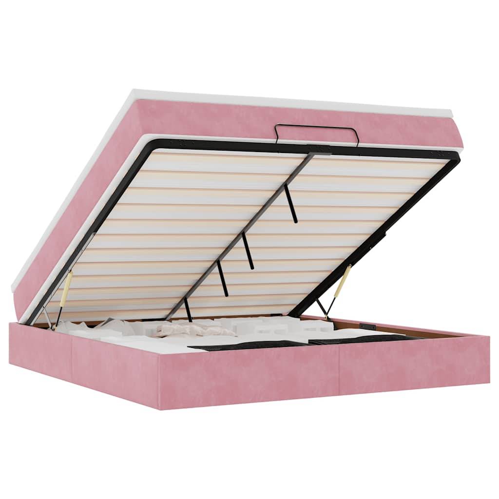 vidaXL Ottoman-Bett mit Matratze Rosa 180x200 cm Samt