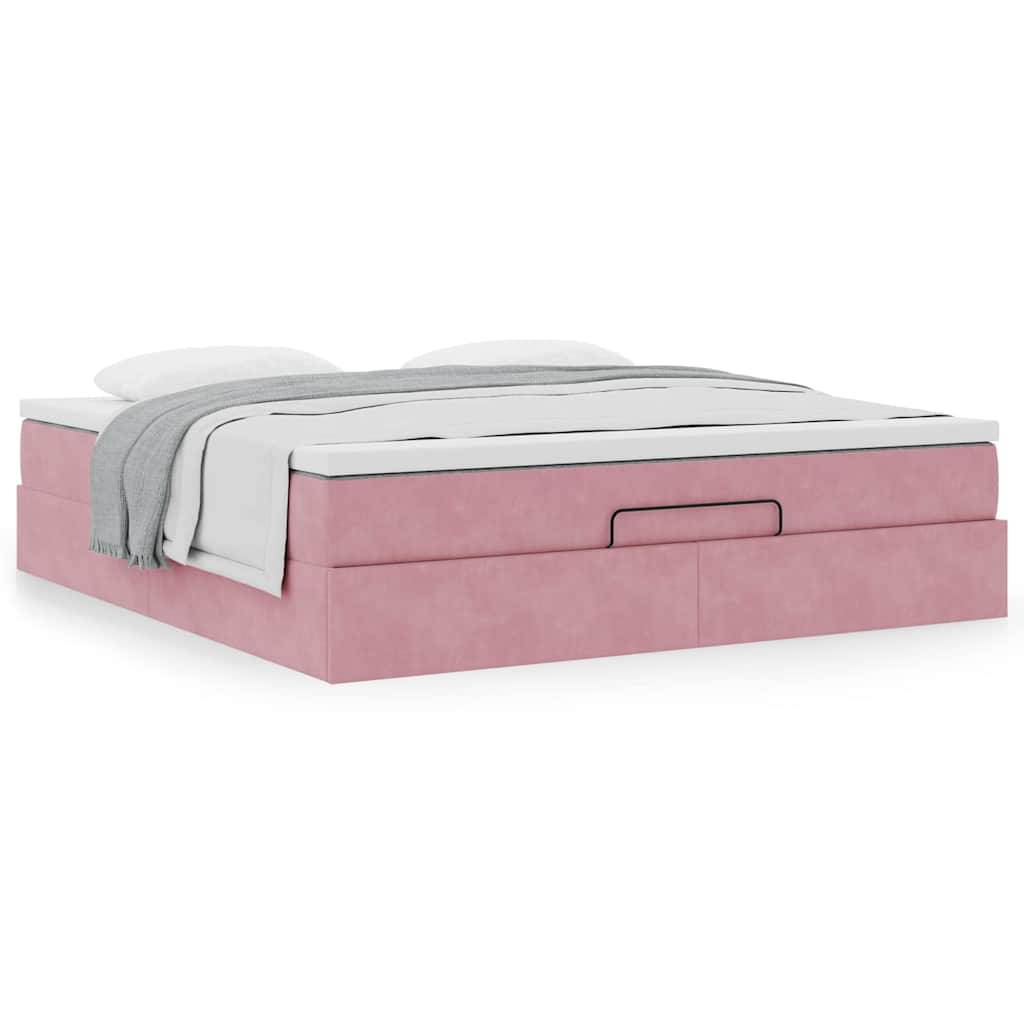 vidaXL Ottoman-Bett mit Matratze Rosa 180x200 cm Samt