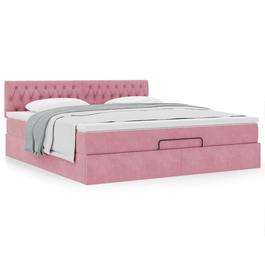vidaXL Ottoman-Bett mit Matratze Rosa 160x200 cm Samt