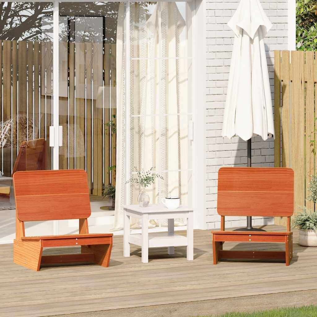 vidaXL Gartenstühle 2 Stk. Wachsbraun 60x64x70,5 cm Massivholz Kiefer