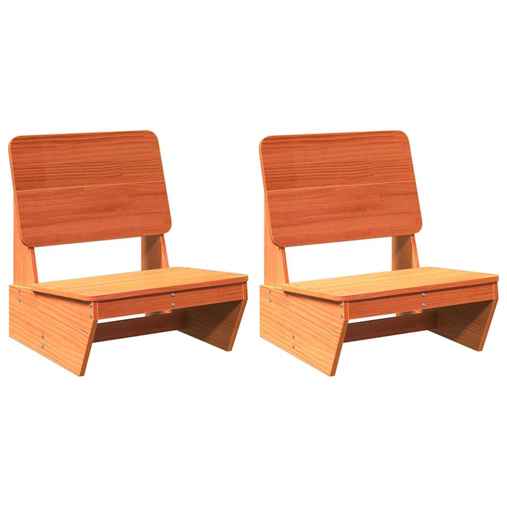 vidaXL Gartenstühle 2 Stk. Wachsbraun 60x64x70,5 cm Massivholz Kiefer