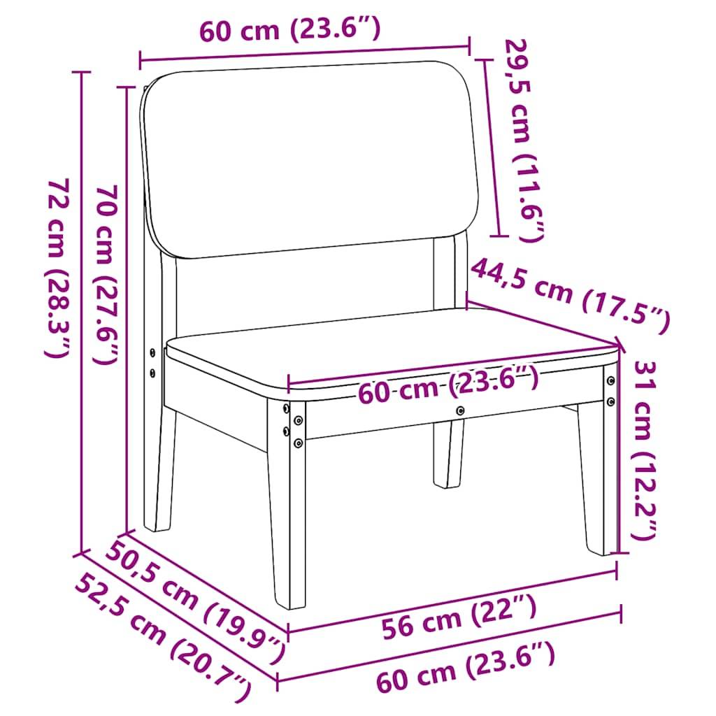 vidaXL Gartenstühle 2 Stk. 60x52,5x72 cm Kiefernholz Imprägniert