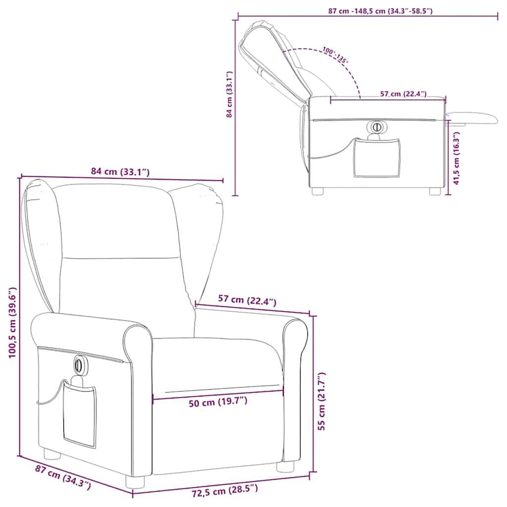 vidaXL Massagesessel Elektrisch Dunkelbraun Stoff