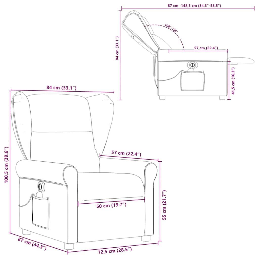 vidaXL Massagesessel Elektrisch Braun Stoff