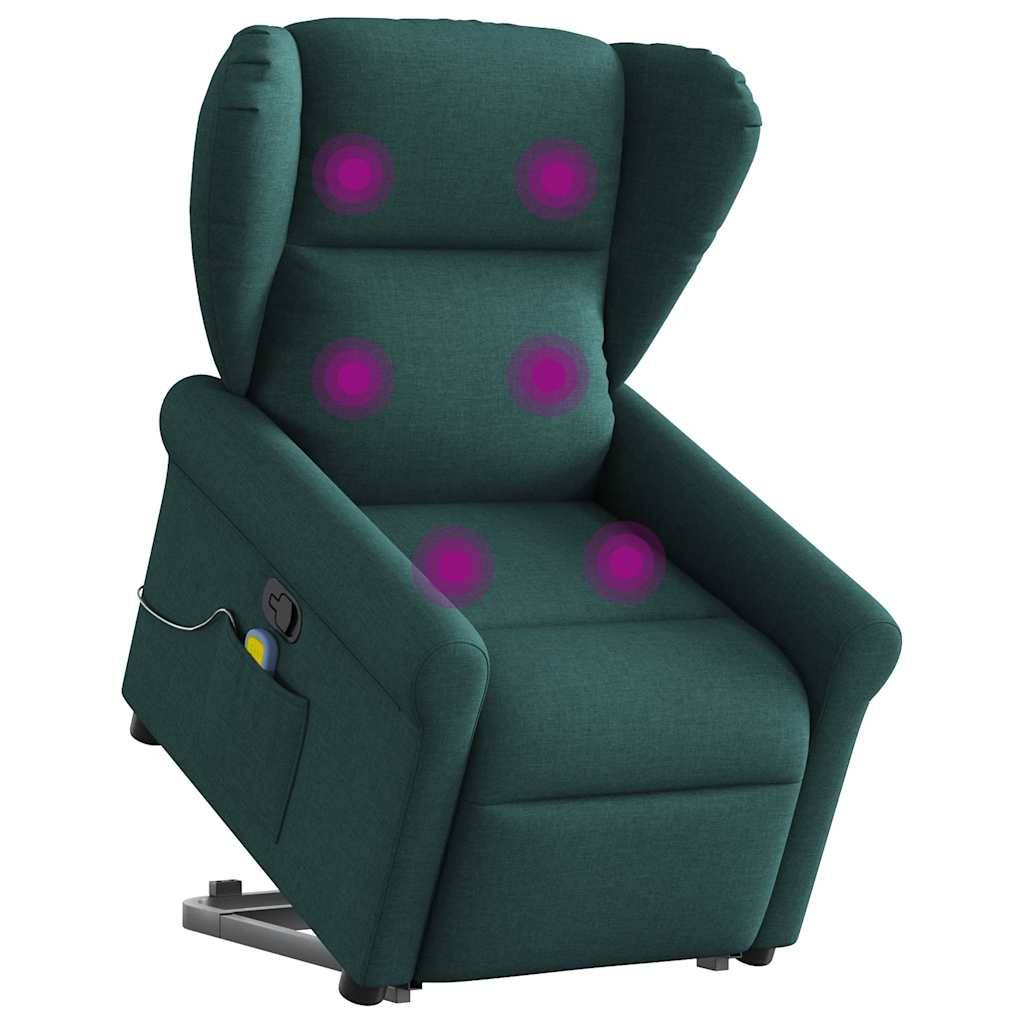 vidaXL Massagesessel mit Aufstehhilfe Dunkelgrün Stoff