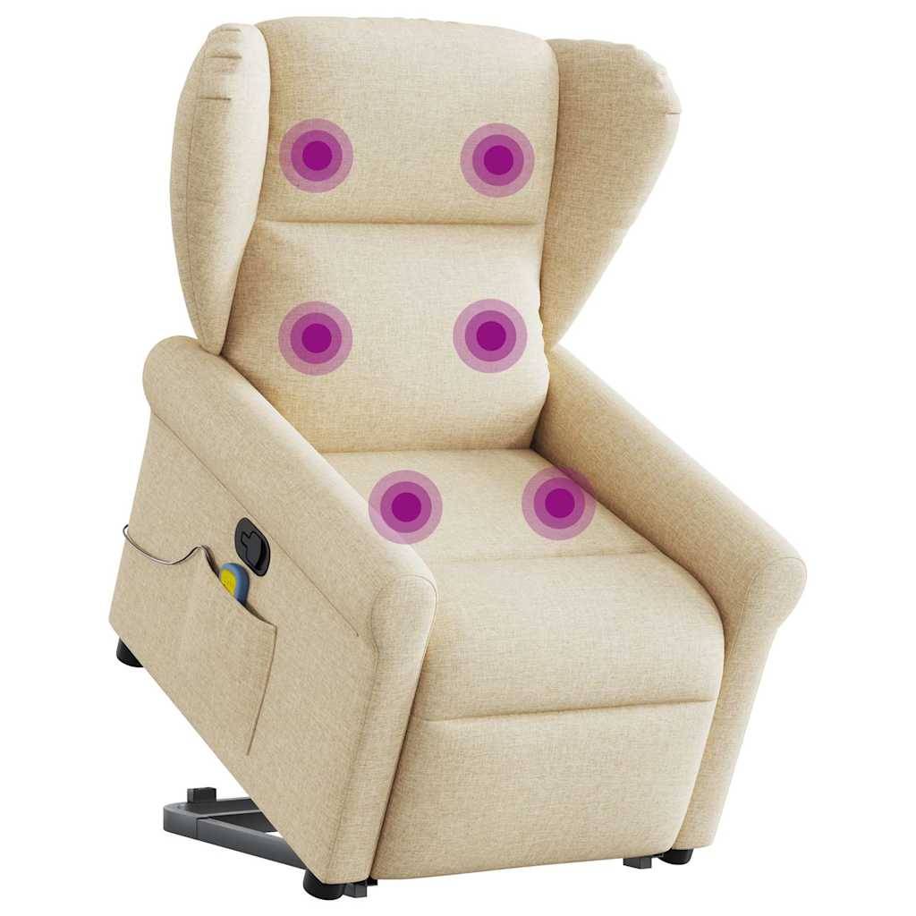 vidaXL Massagesessel mit Aufstehhilfe Creme Stoff