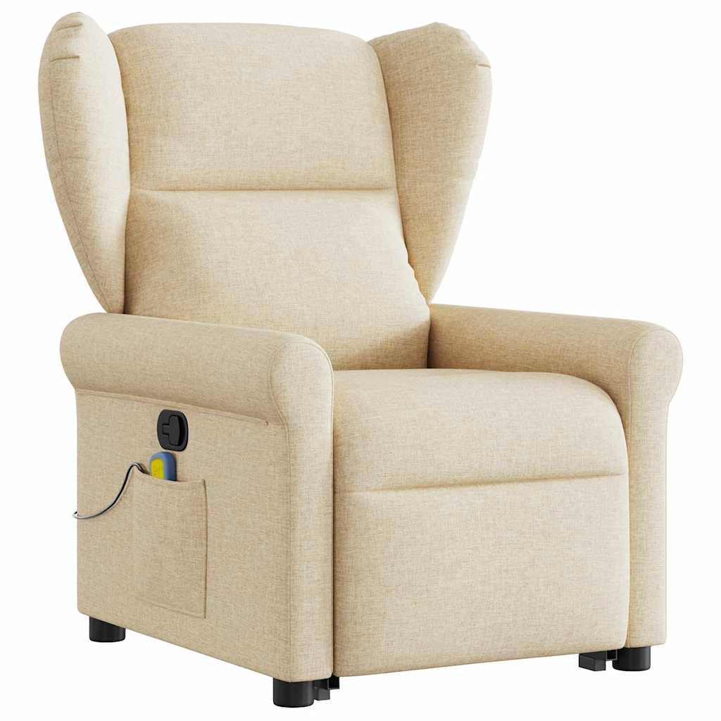 vidaXL Massagesessel mit Aufstehhilfe Creme Stoff