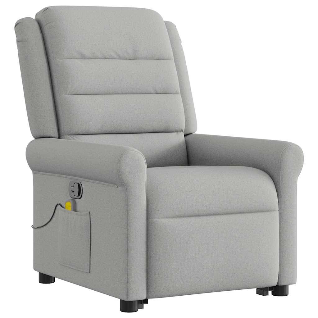 vidaXL Massagesessel mit Aufstehhilfe Wolkengrau Stoff