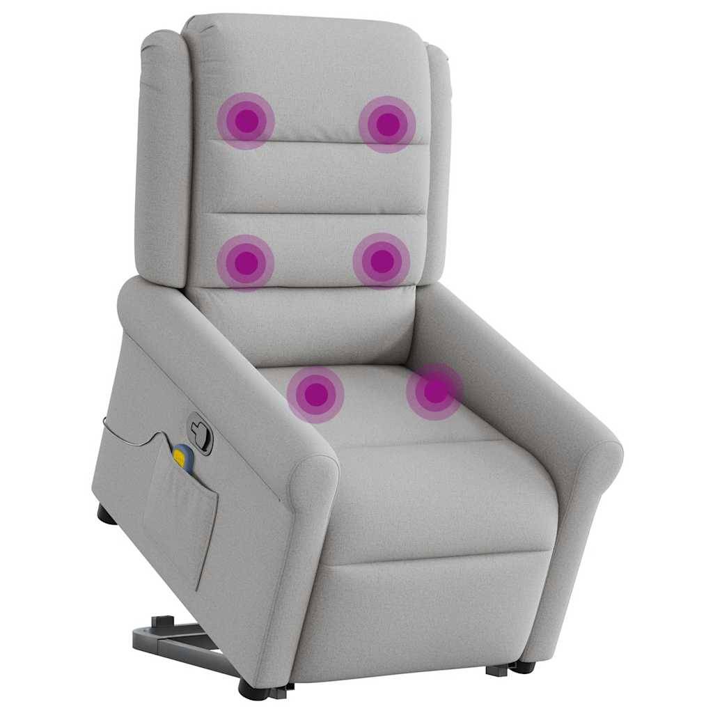 vidaXL Massagesessel mit Aufstehhilfe Wolkengrau Stoff