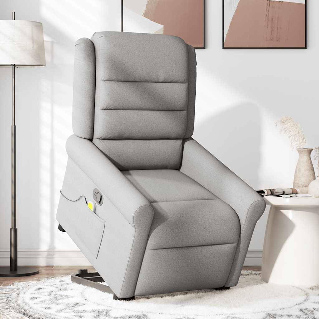 vidaXL Massagesessel mit Aufstehhilfe Wolkengrau Stoff