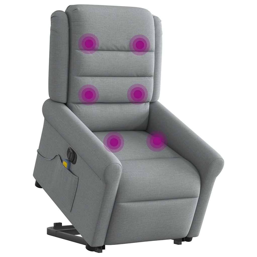 vidaXL Elektrischer Massagesessel mit Aufstehhilfe Hellgrau Stoff