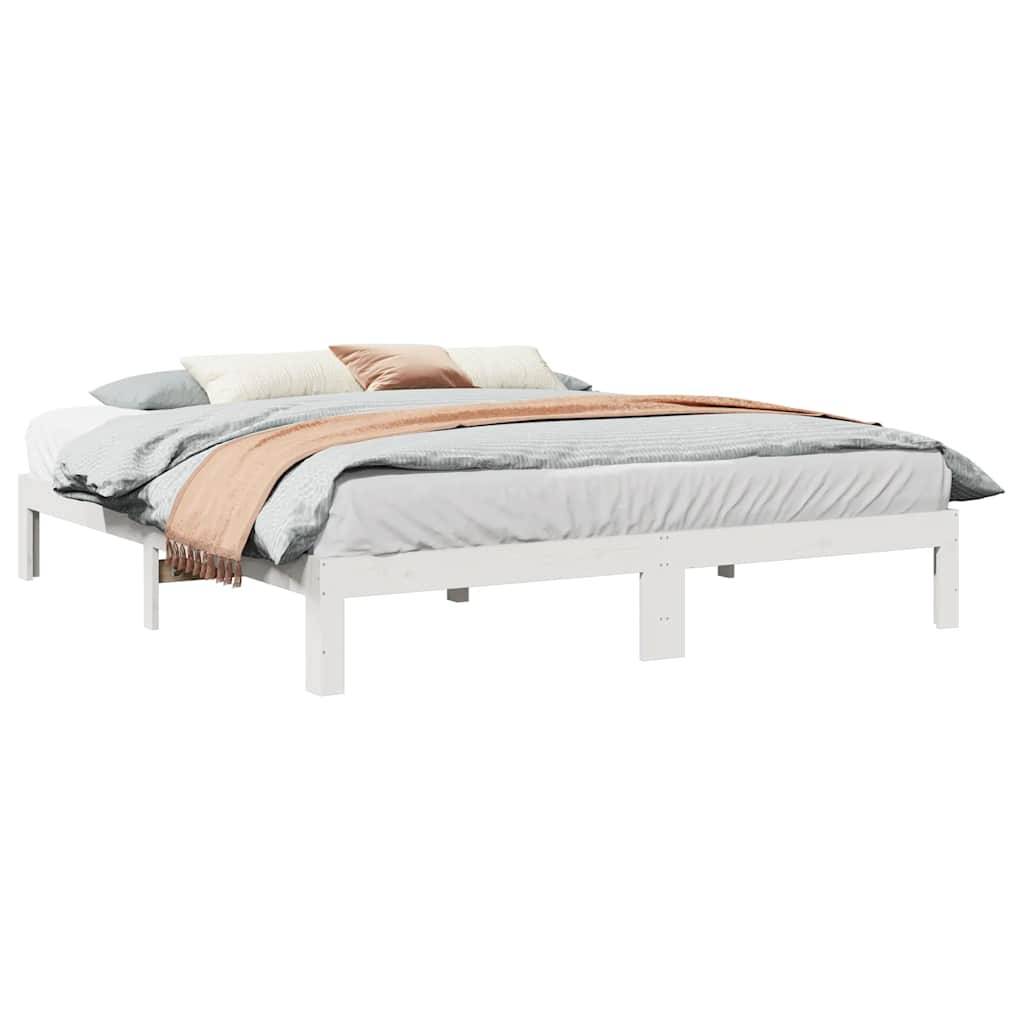 vidaXL Massivholzbett ohne Matratze Weiß 180x200 cm Kiefernholz