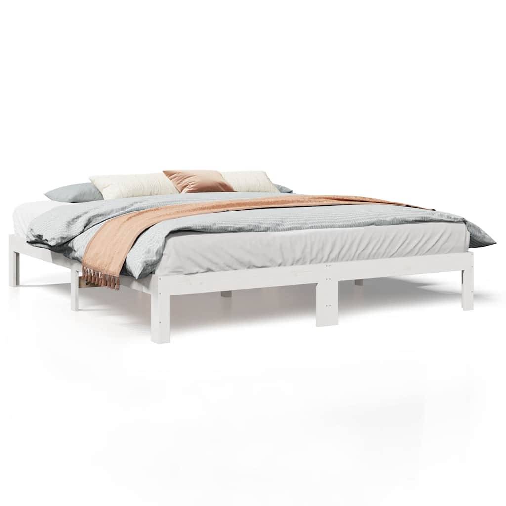 vidaXL Massivholzbett ohne Matratze Weiß 180x200 cm Kiefernholz
