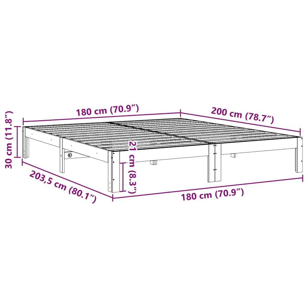 vidaXL Massivholzbett ohne Matratze Weiß 180x200 cm Kiefernholz