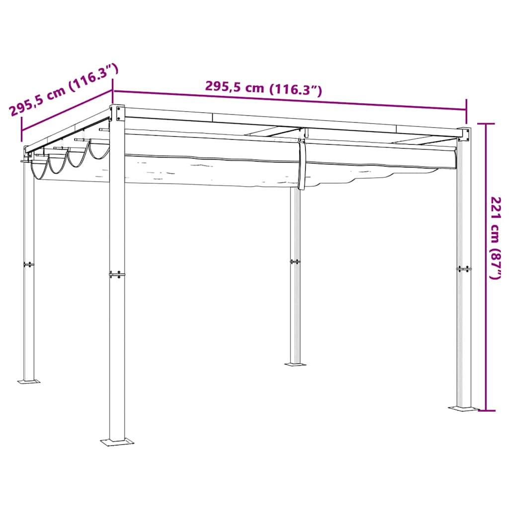 vidaXL Gartenpavillon mit Ausziehbarem Dach Taupe 3x3 m Stahl