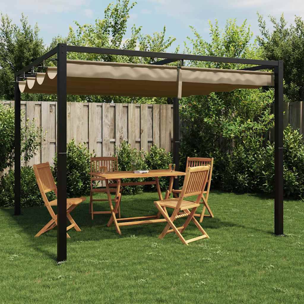 vidaXL Gartenpavillon mit Ausziehbarem Dach Taupe 3x3 m Stahl