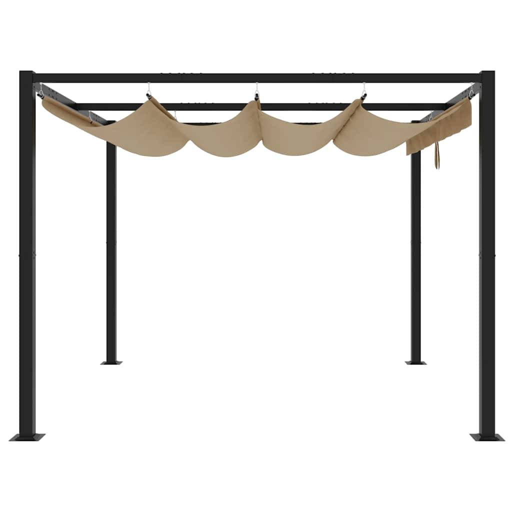 vidaXL Gartenpavillon mit Ausziehbarem Dach Taupe 3x3 m Stahl