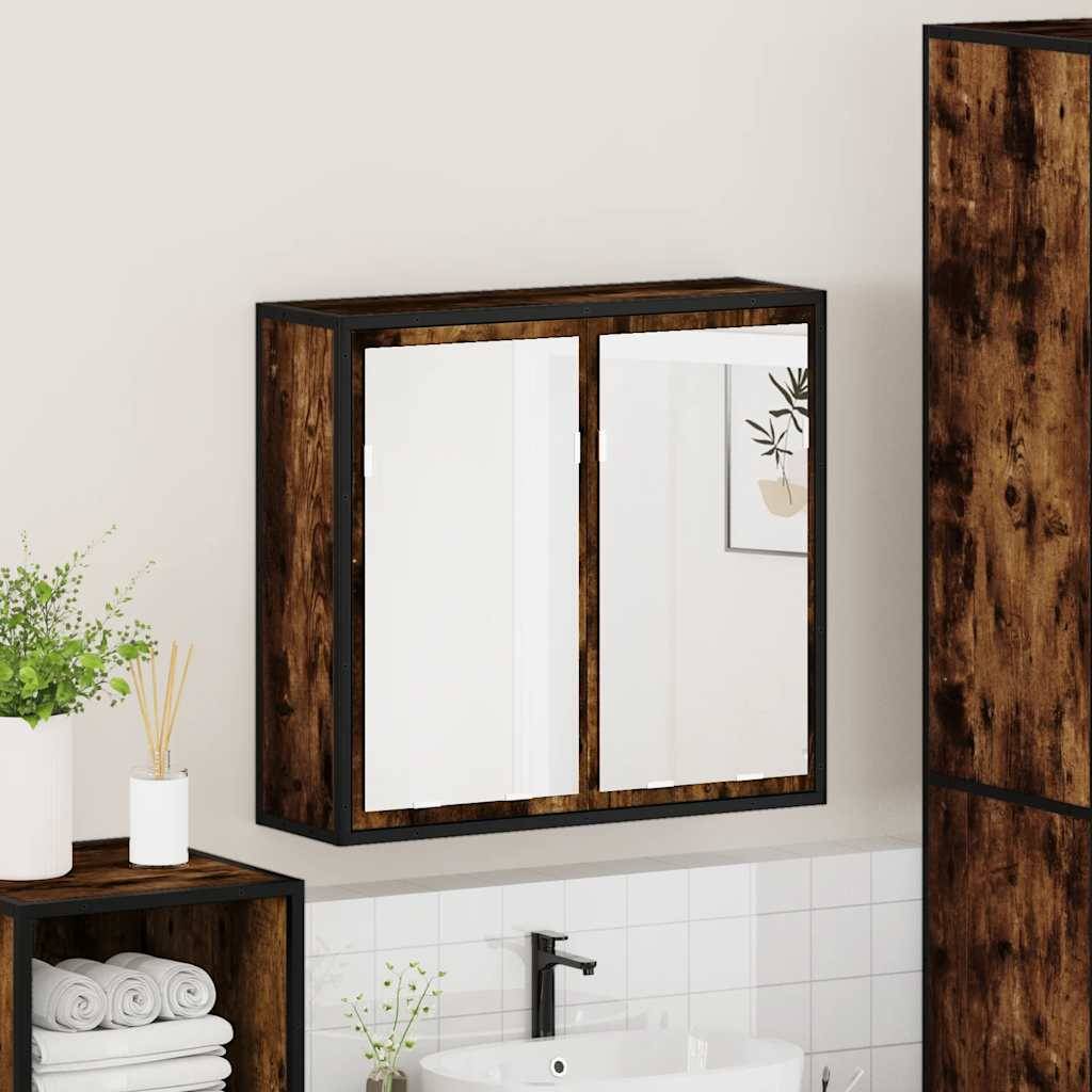 vidaXL Bad-Spiegelschrank Räuchereiche 65x20x60 cm Holzwerkstoff