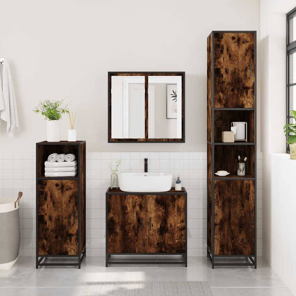 vidaXL Bad-Spiegelschrank Räuchereiche 65x20x60 cm Holzwerkstoff