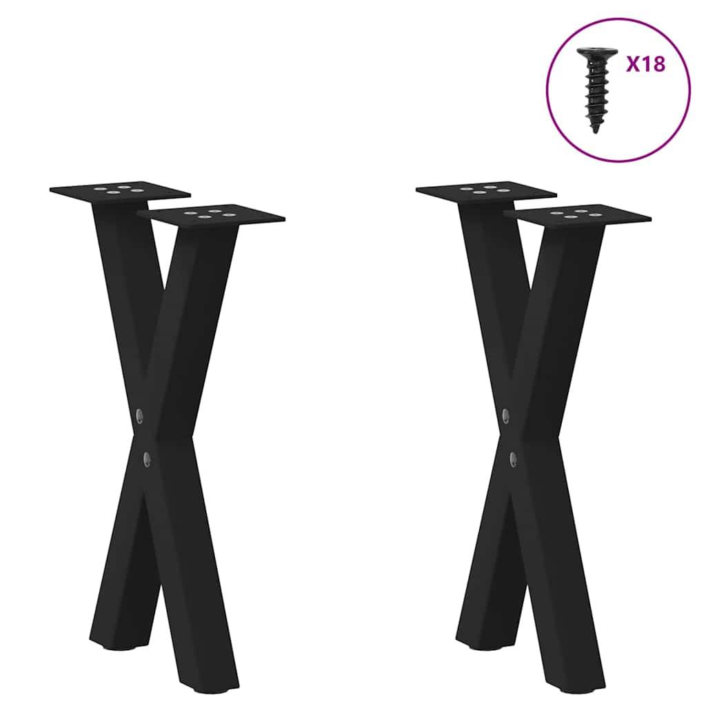 vidaXL Couchtischbeine X-Form 2 Stk. Schwarz 28x(42-43) cm Stahl
