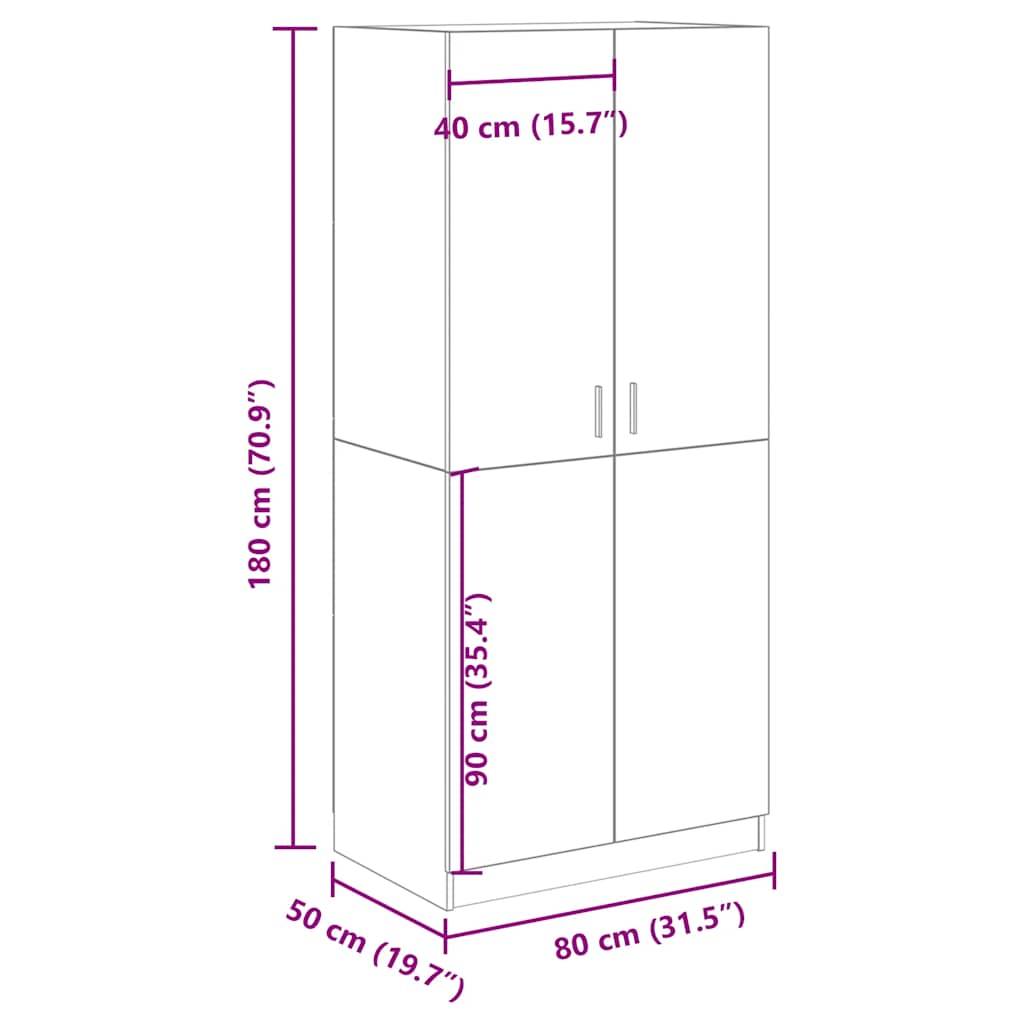 vidaXL Kleiderschrank Artisan-Eiche 80x52x180 cm Holzwerkstoff