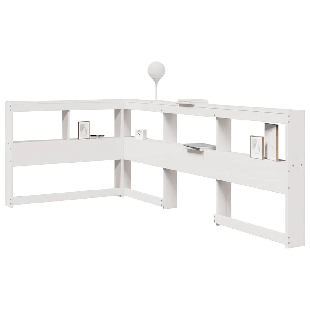 vidaXL Kopfteil mit Bücherregal L-Form Weiß 80 cm Massivholz Kiefer