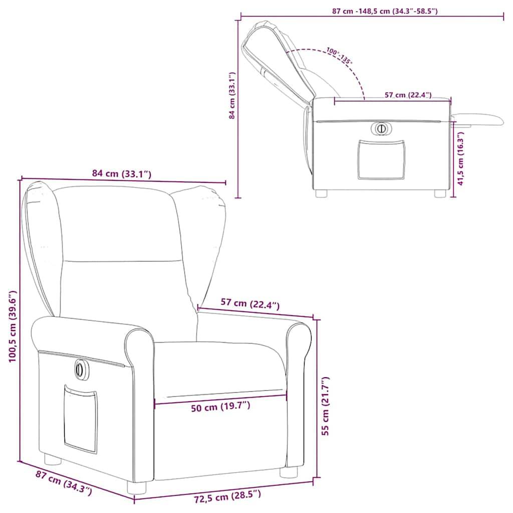 vidaXL Relaxsessel Elektrisch Creme Stoff