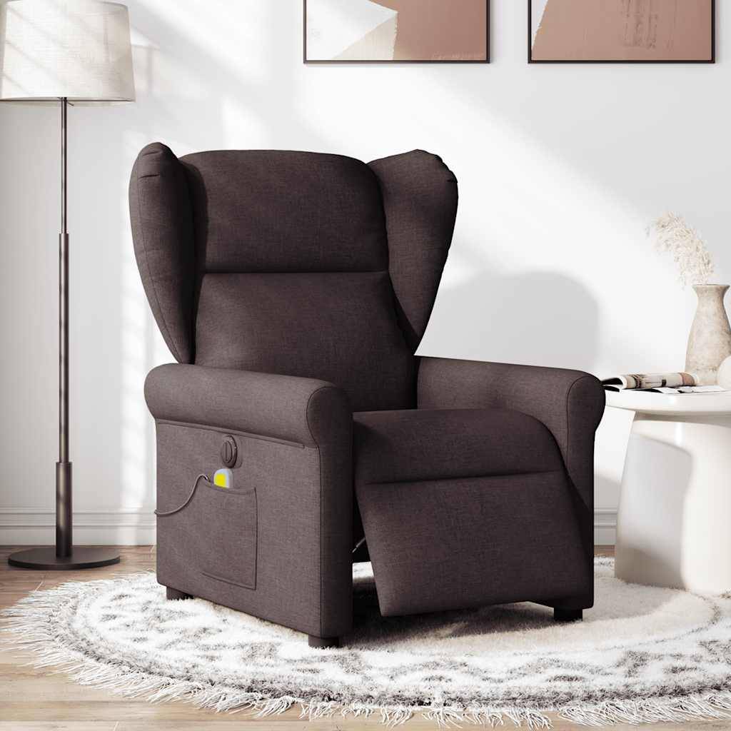 vidaXL Massagesessel Elektrisch Dunkelbraun Stoff